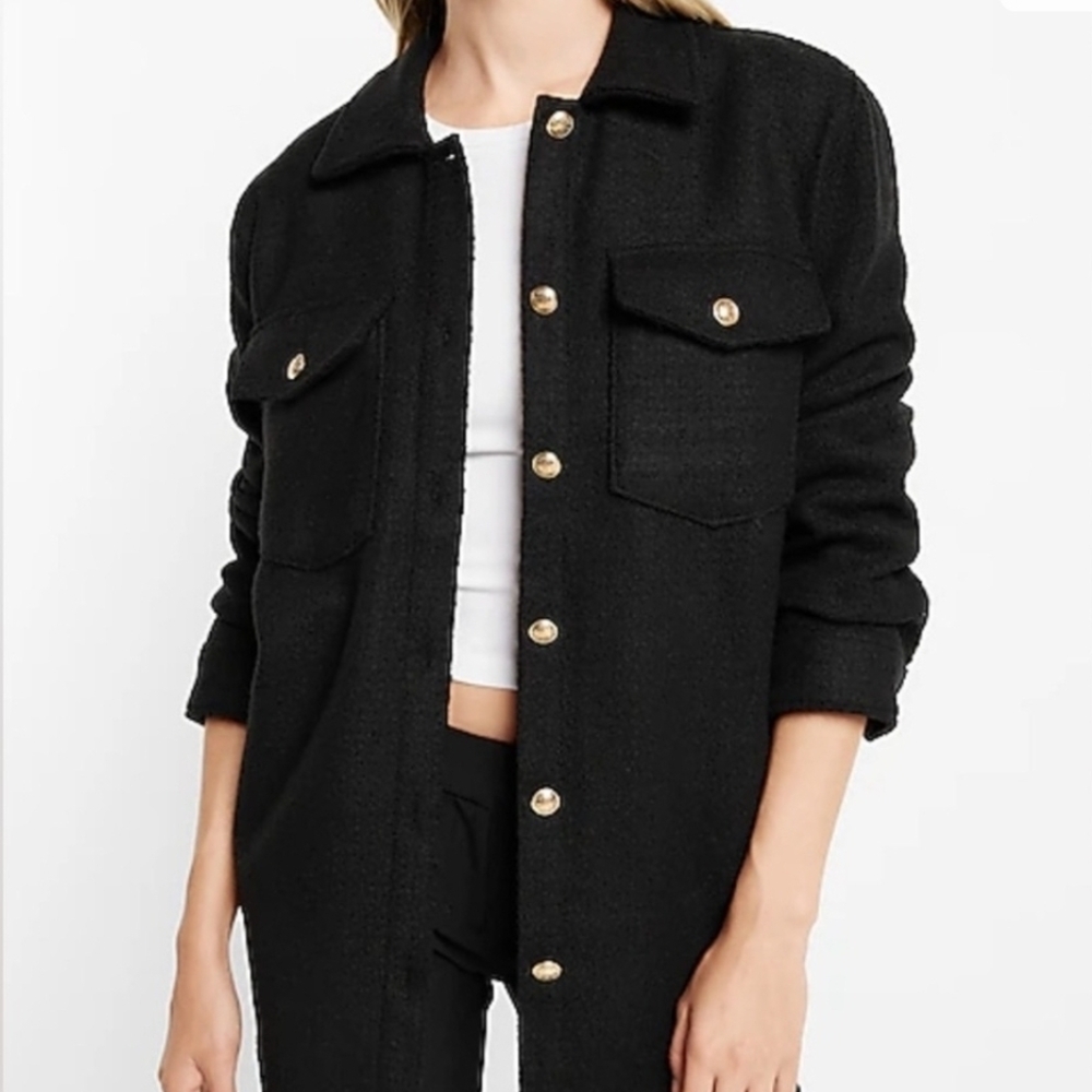 Express Army Green Utility Jacket with Gold Accents